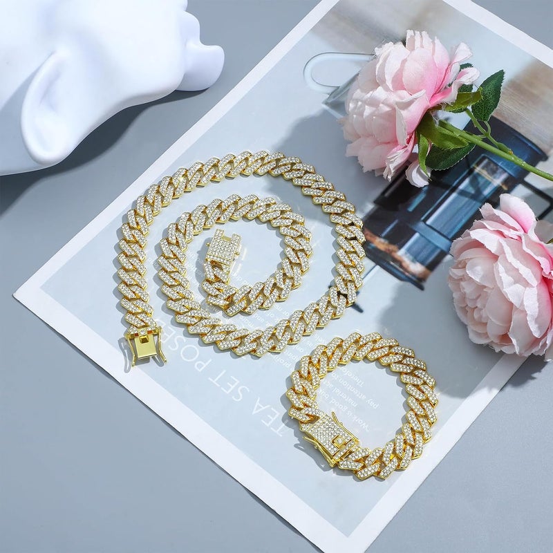 NEWITIN 15 Pieces Silver Jewelry Set for Men Stainless Steel Cuban Link Necklace Bracelet Cross Pendant Necklace Vintage Ring Cuban Jewelry Set for Men Women - Image 3